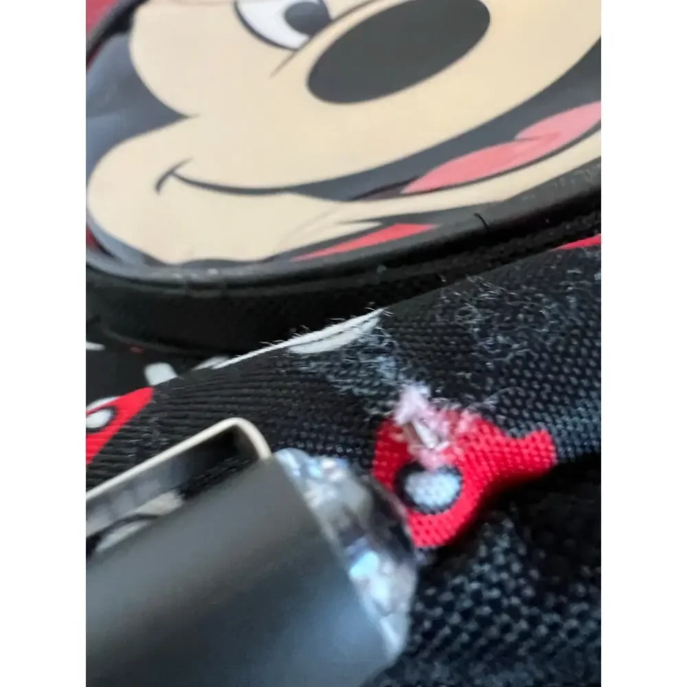 Mickey Mouse Disney Beach Mesh Bag Backpack Black Red Drawstring Ears Zipper